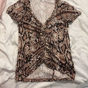 Leopard Print Ruched Women's Top